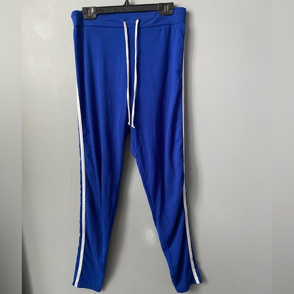 🌸Side Strip Drawstring Sports Pants - Blue🌸 - Picture 2 of 4